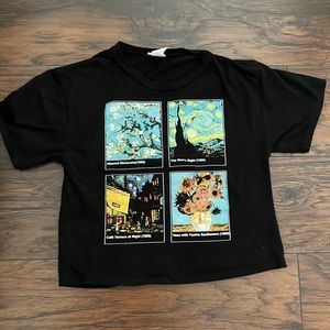 Black artsy cropped top